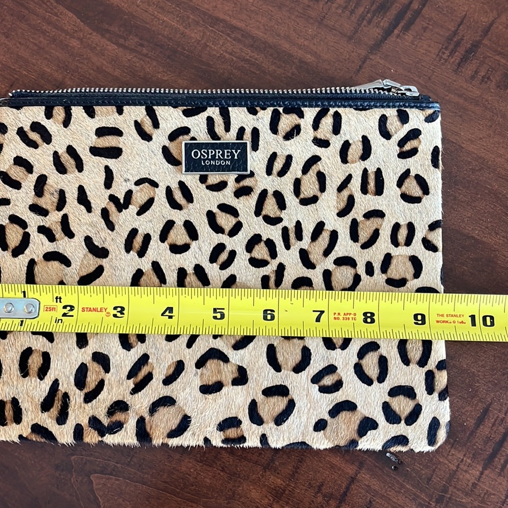 Osprey London calf hair leopard black leather pouch clutch bag NWOT - Picture 7 of 7